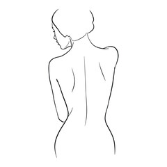 Fototapeta premium Minimalist Female Back Line Art Vector