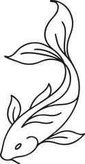 Japanese Koi Fish Logo Design Simple Line Art