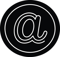 Obraz premium Black Circle Encasing White Outline of the At Symbol Floating on White Background