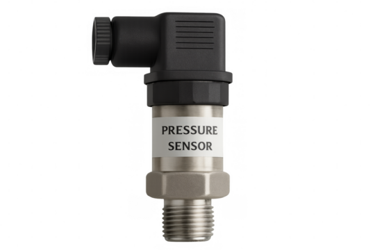 Pressure sensor with electrical connector on transparent background