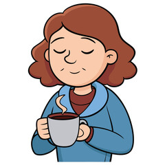 Tired woman holding coffee cup needing morning energy wake up routine