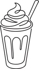Stylized Milkshake Emblem Vector Line Drawing