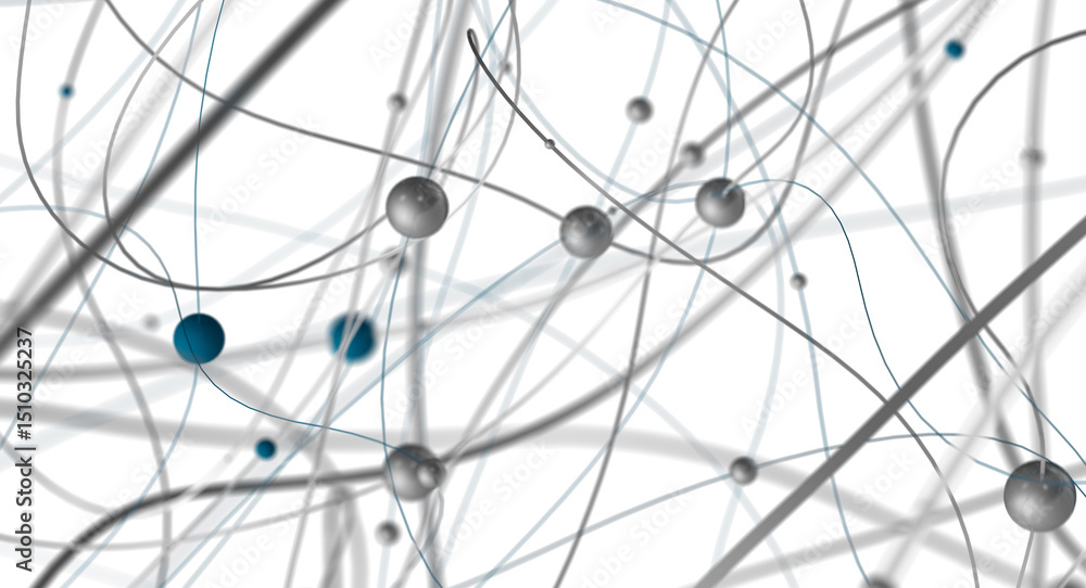 Poster multi color connected lines and dots network 3d illustration