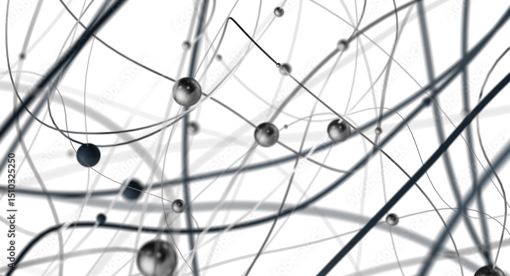 Poster multi color connected lines and dots network 3d illustration