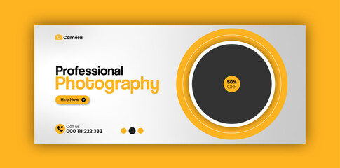 Photography Facebook cover design template or web banner design template