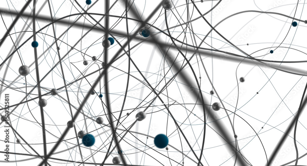 Poster The structure of the network connection of points and lines. Data technology.