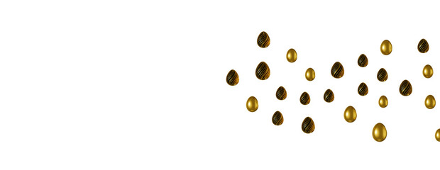 3d rendering of Easter elegant eggs with gold paint