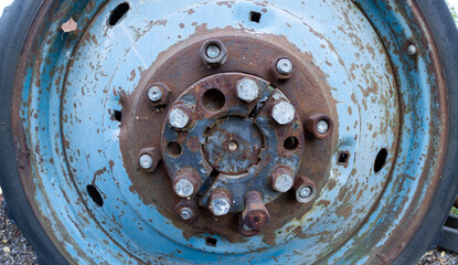 Old Tractor Wheel: Agricultural Machinery Component