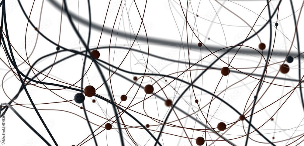 Poster The structure of the network connection of points and lines. Data technology.