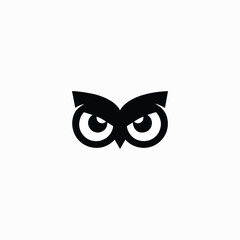 Fototapeta premium Halloween Owl Eyes Icon Silhouette on White Background. Spooky Vector Illustration