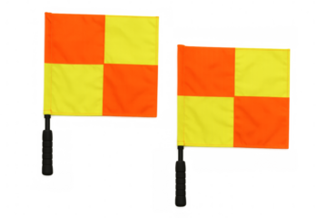 Two linesman flags waving on transparent background