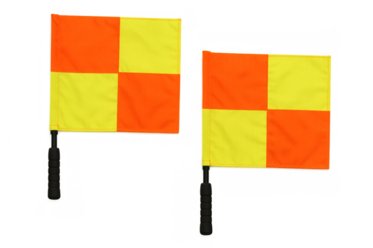 Two linesman flags waving on transparent background