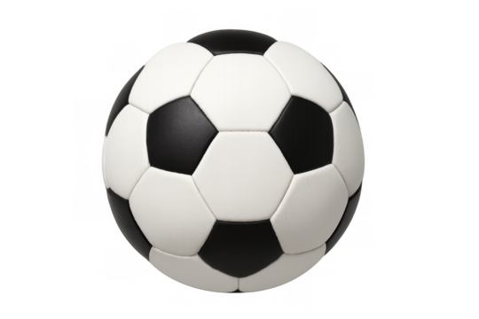Classic soccer ball rotating on transparent background