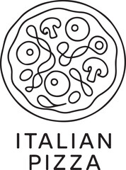 Obraz premium Pizza Shop Emblem Line Drawing Fast Food Concept