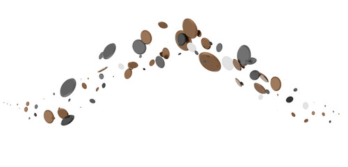  Colorful assorted confetti with serpentine on white