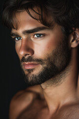 Fototapeta premium Confident Masculine Presence in Dramatic Lighting Portrait