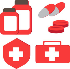 first aid kit icon and medicines