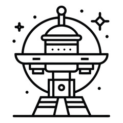 Futuristic space station design orbiting planet