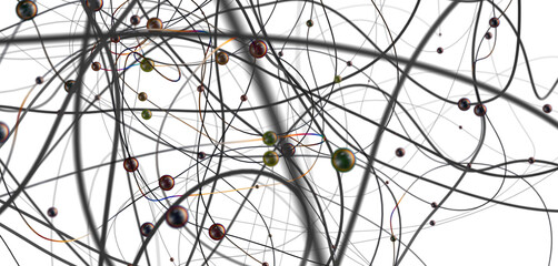 Falling cyber particles. Big data stream. 3d