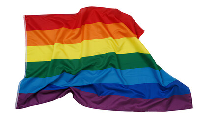 Obraz premium rainbow flag png. LGBTQ+ Flag isolated for Pride month. LGBTQ+ rainbow flag PNG symbolizing equality, love, and diversity for Pride Month visuals. Bright rainbow flag PNG representing LGBTQ+ community