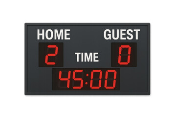 Digital scoreboard showing time and score on transparent background