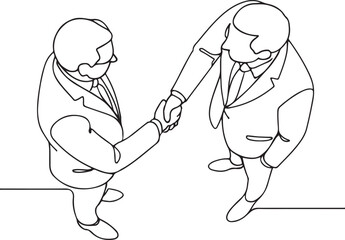 Businessman Handshake Teamwork Concept Line Art