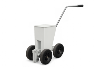 Field marking machine spreading white line paint on transparent background