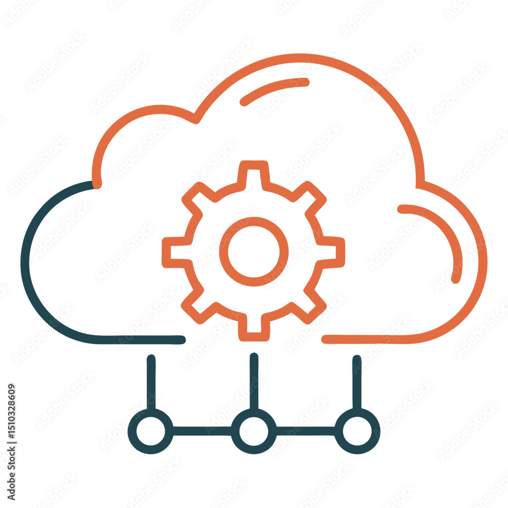 Poster cloud computing gear network system technology icon
