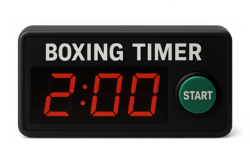 Boxing timer showing two minutes and transparent background