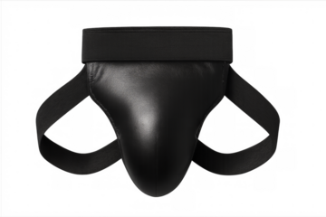 Groin guard protecting male boxer on transparent background