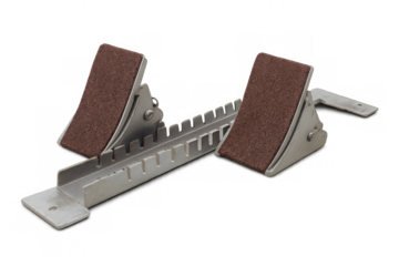 Starting blocks for running competition resting on transparent background