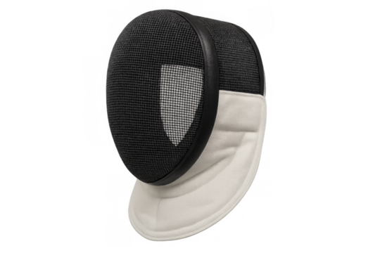 Fencing mask with transparent background, protecting and ready for action