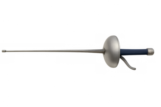 Fencing foil with transparent background: metallic weapon for sport and competition