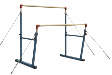 Uneven bars showing gymnastics equipment on transparent background