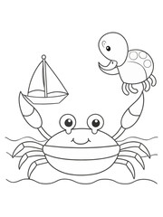 crab animal coloring pages for kids