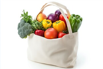 vegetables in a white cloth bag