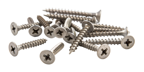 Intricately arranged metal screws showcasing diverse sizes and shapes in a well-lit workspace filled with possibilities for creative projects Generative AI