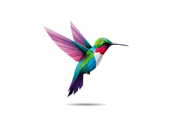 Geometric Hummingbird with Colorful Plumage in Flight