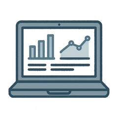 Laptop with Graphs – Flat Vector Business Analytics Icon