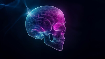 Neon X-ray digital skull visualization