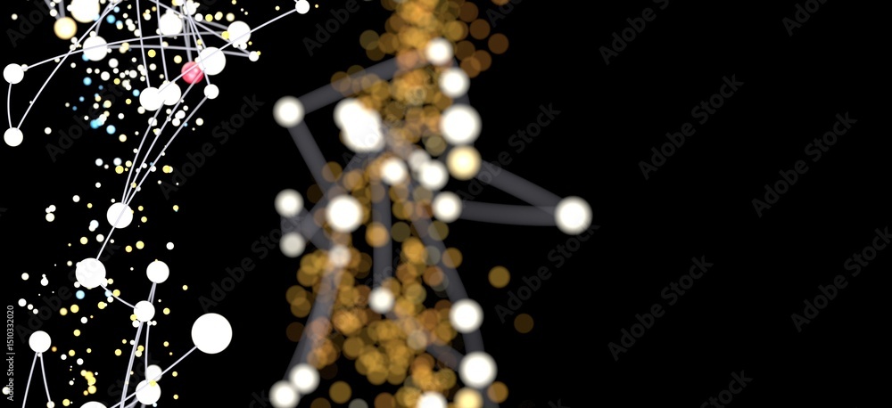Poster abstract background image of connected dots and bokeh lights. perfect for technology, network, and c