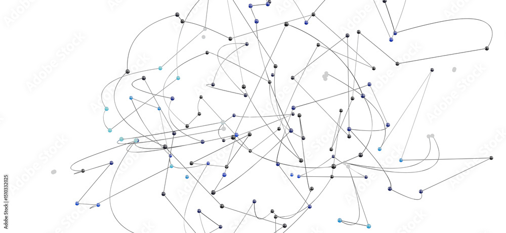 Poster abstract network graph illustration. nodes and connections visualize data flow or relationships.
