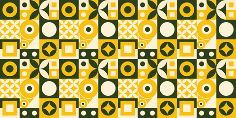 Geometric shapes abstract composition in retro style.