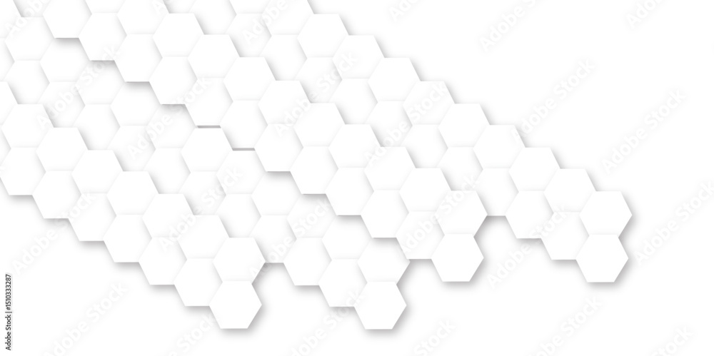 Aufkleber clean, modern background with white hexagons and subtle gray shadows, creating a modern geometric pa