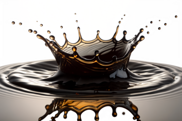 Visual symphony of glimmering liquid: droplets dance in a moment of impact Generative AI