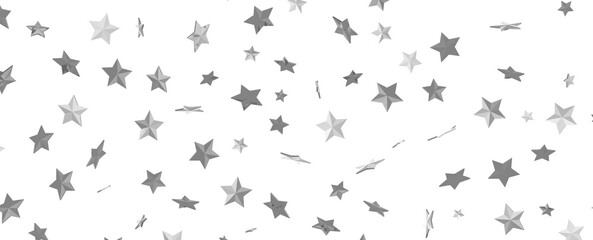 Seamless pattern with small silver stars on white background.