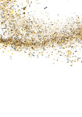 Sparkling gold and silver confetti with percent signs. Perfect for sales, discounts, and celebratory designs.