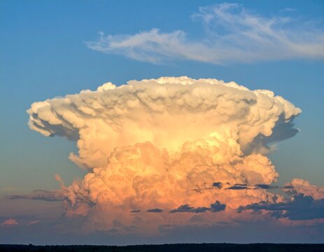 Massive Thunderstorm Cloud in Sunset Sky