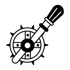 Obraz premium A hand drawn style icon depicting a crank drill tool 
