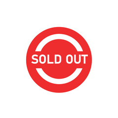 Sold Out Badge in Red | Vector Label on White Background